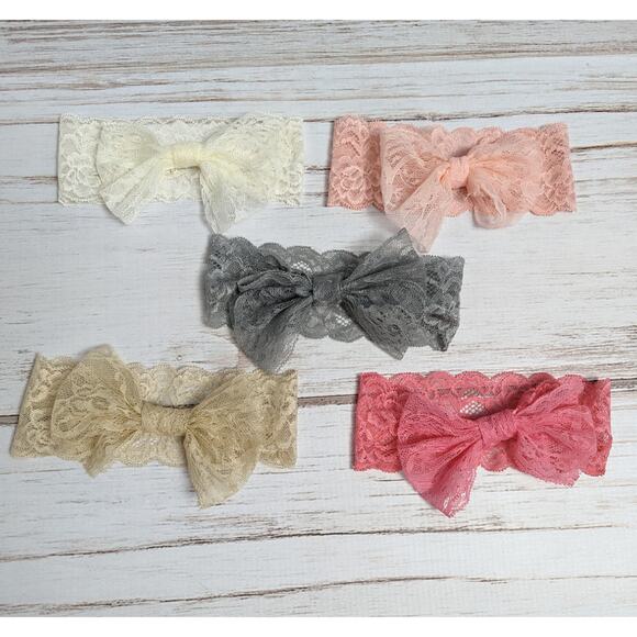 set of 5 Toddler Girl lace headbands - Picture 1 of 5
